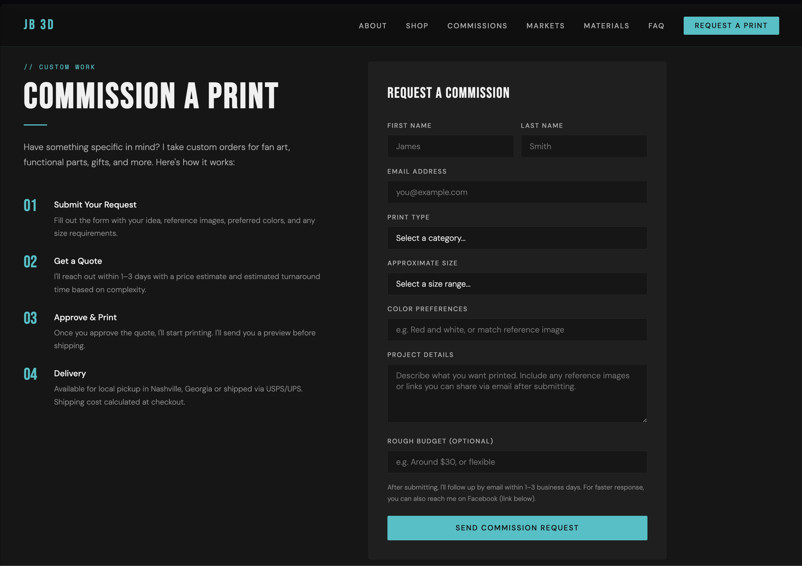 JB 3D Commission a Print custom intake form